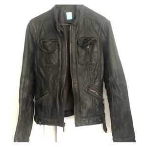 Barneys Coop Brown Leather Jacket vtg